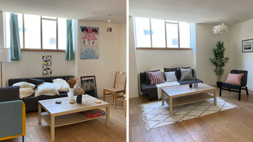 Salon désencombré avant une vente immobilière à Nantes grâce au home staging